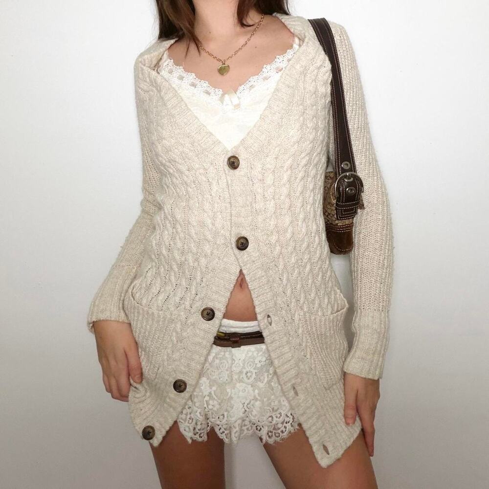 Y2k aeropostale cream knit cardigan